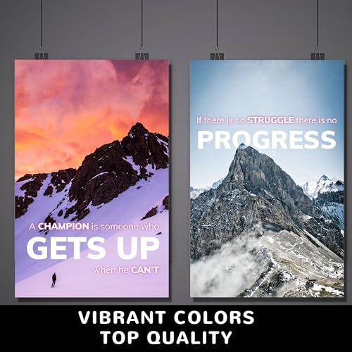 6 Motivational Scenery Wall Art - Home, Classroom & Office. Nature Wall Decor, Home Gym styled on a wall at home