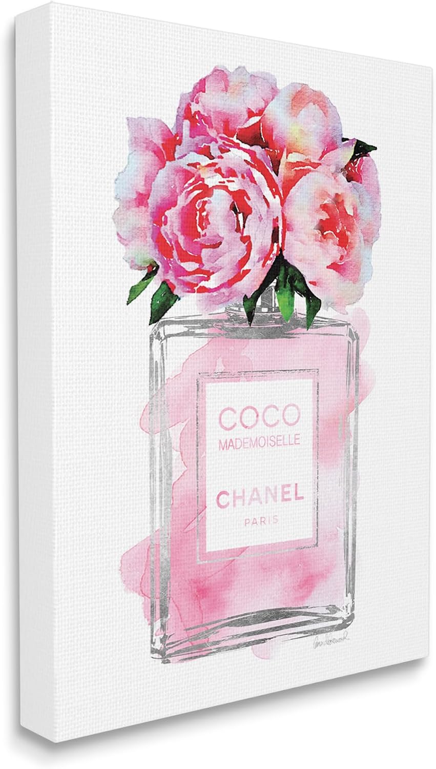 The Stupell Home Décor Collection Glam Perfume Bottle V2 Flower styled on a wall at home