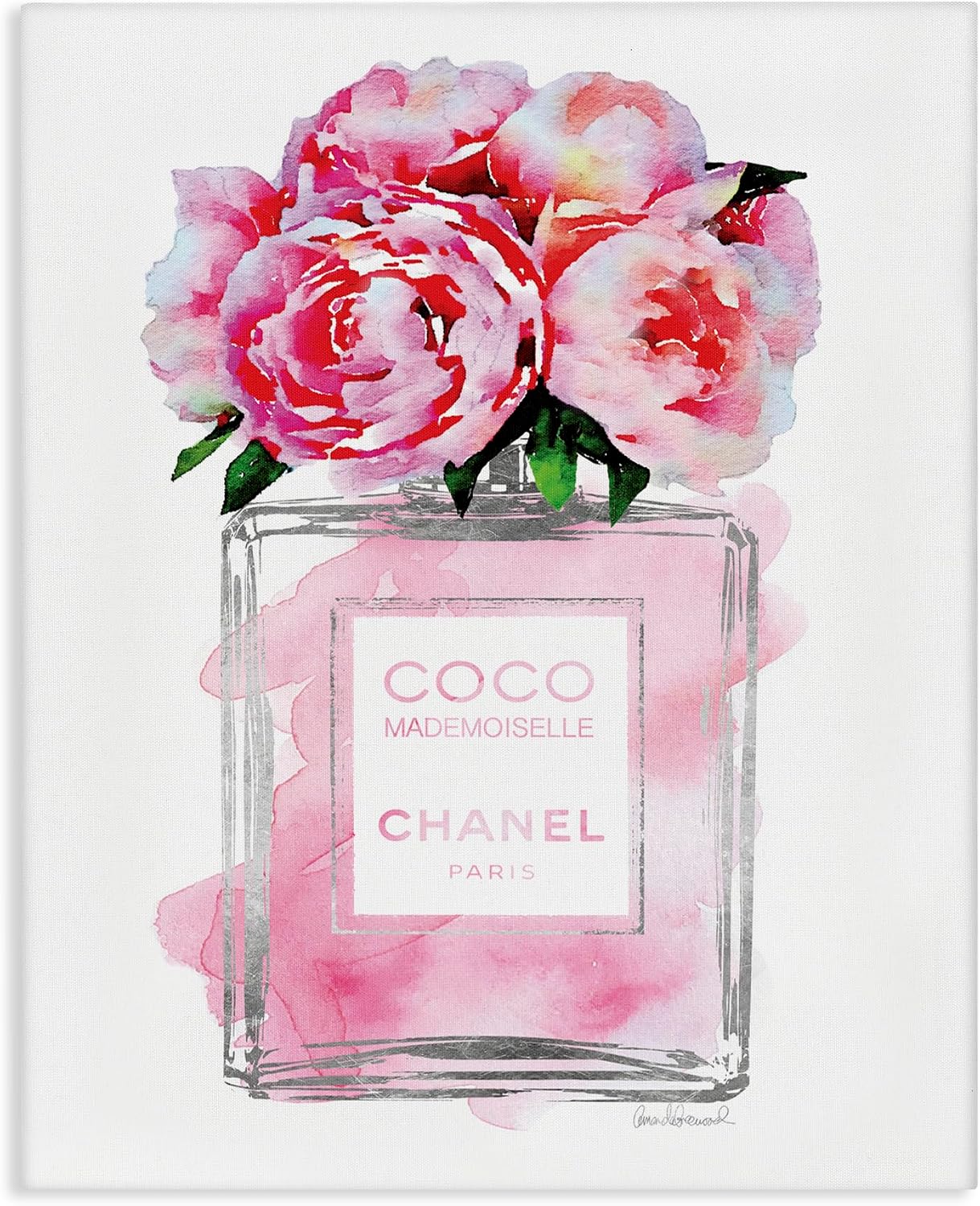 The Stupell Home Décor Collection Glam Perfume Bottle V2 Flower wall art