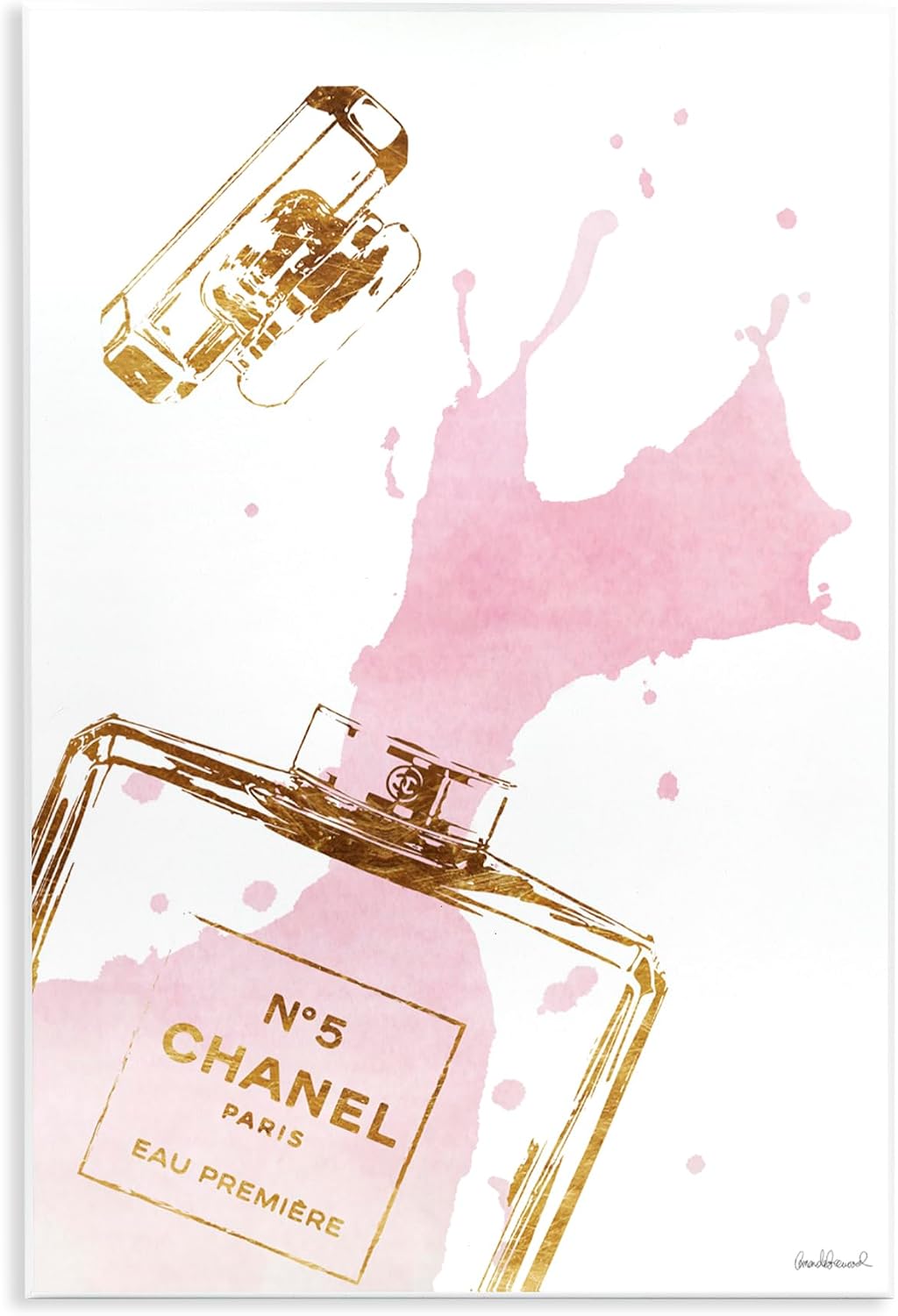 The Stupell Home Décor Collection Glam Perfume Bottle Splash Pink wall art