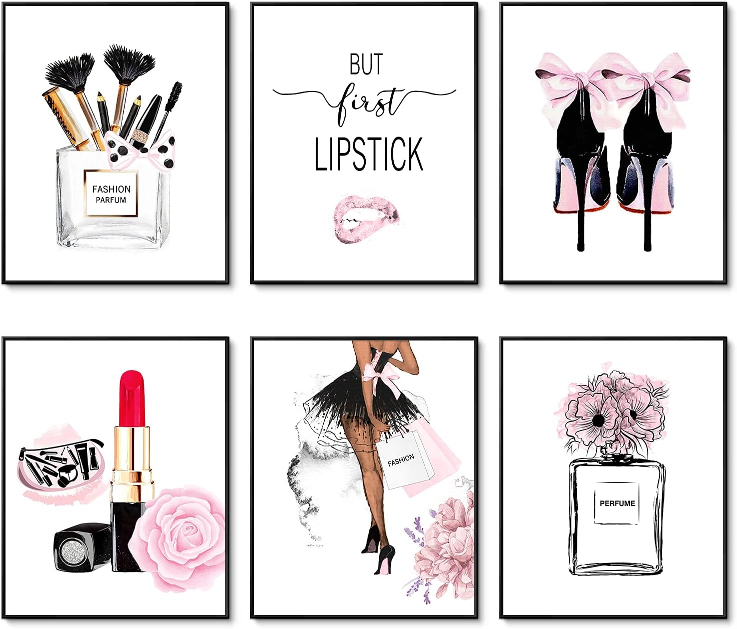 Fashion Women Wall Art Print Set of 6 Canvas Painting Wall Decor