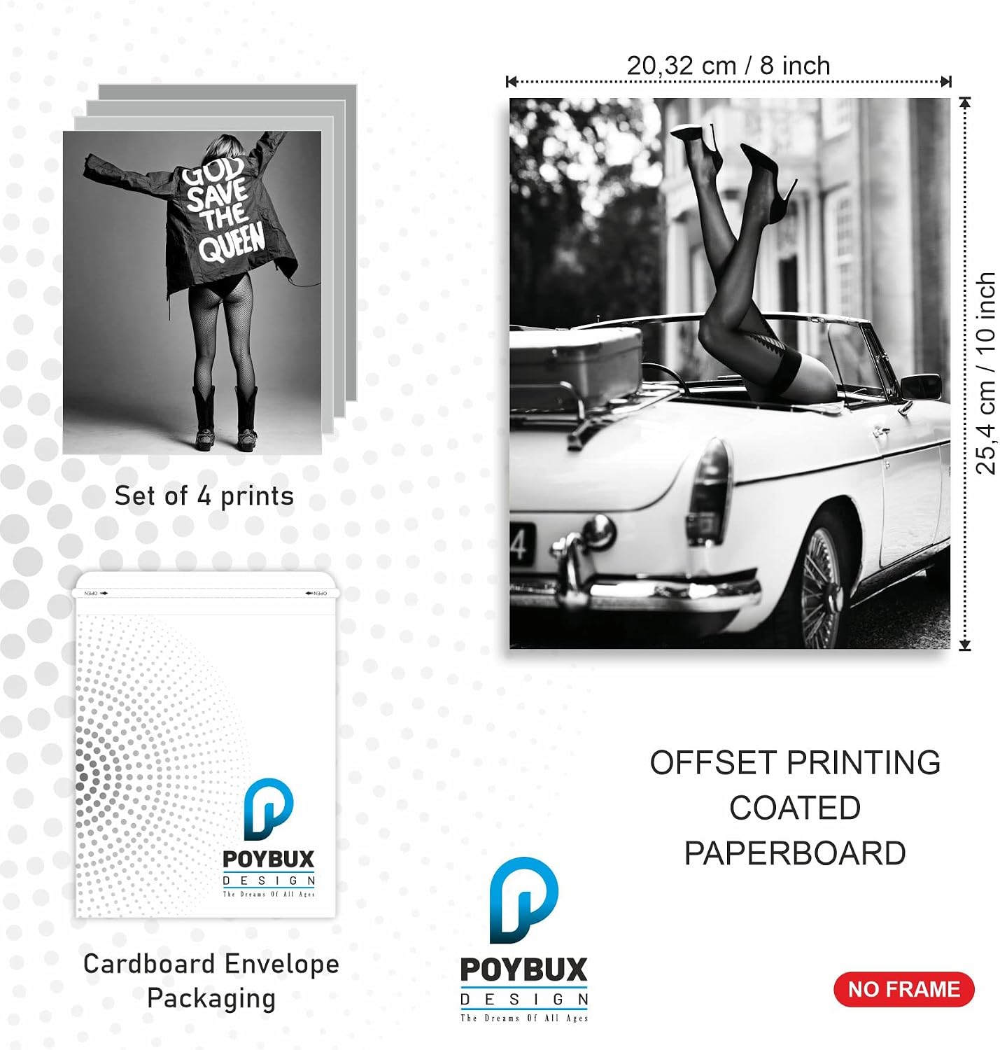 PoyBux Design Fashion Wall Art Poster Prints Set of 4 UNFRAMED styled on a wall at home
