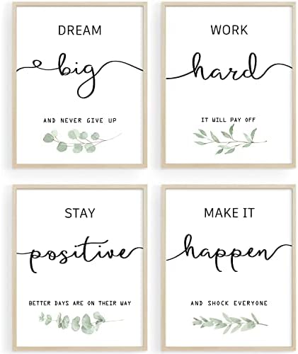 Inspirational Wall Art Office Decor styled on a wall at home