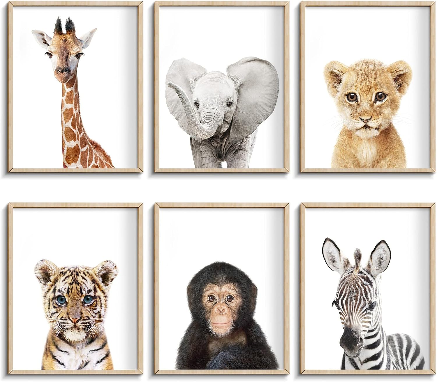 Set of 6 Baby Safari Nursery Wall Decor wall art