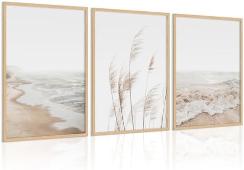 Beach Boho Prints Coastal Canvas UNFRAMED styled on a wall at home