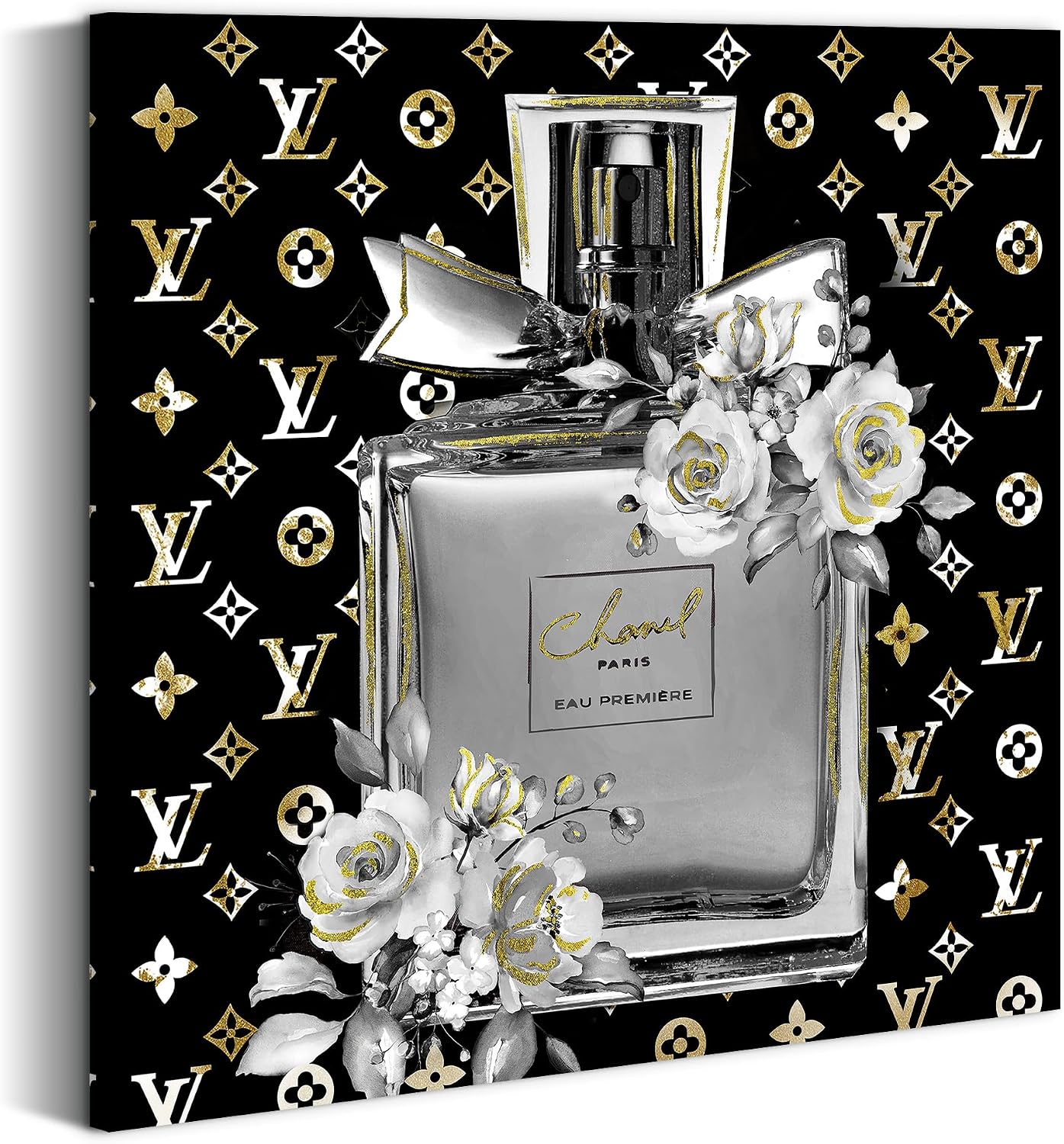 summer melody Glam Fashion Perfume Bottle Canvas Wall Art 24x24Inch wall art