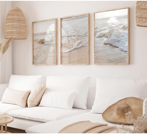 Beach Wall Art Decor Coastal Wall Art Pictures Ocean Canvas Wall Art B styled on a wall at home