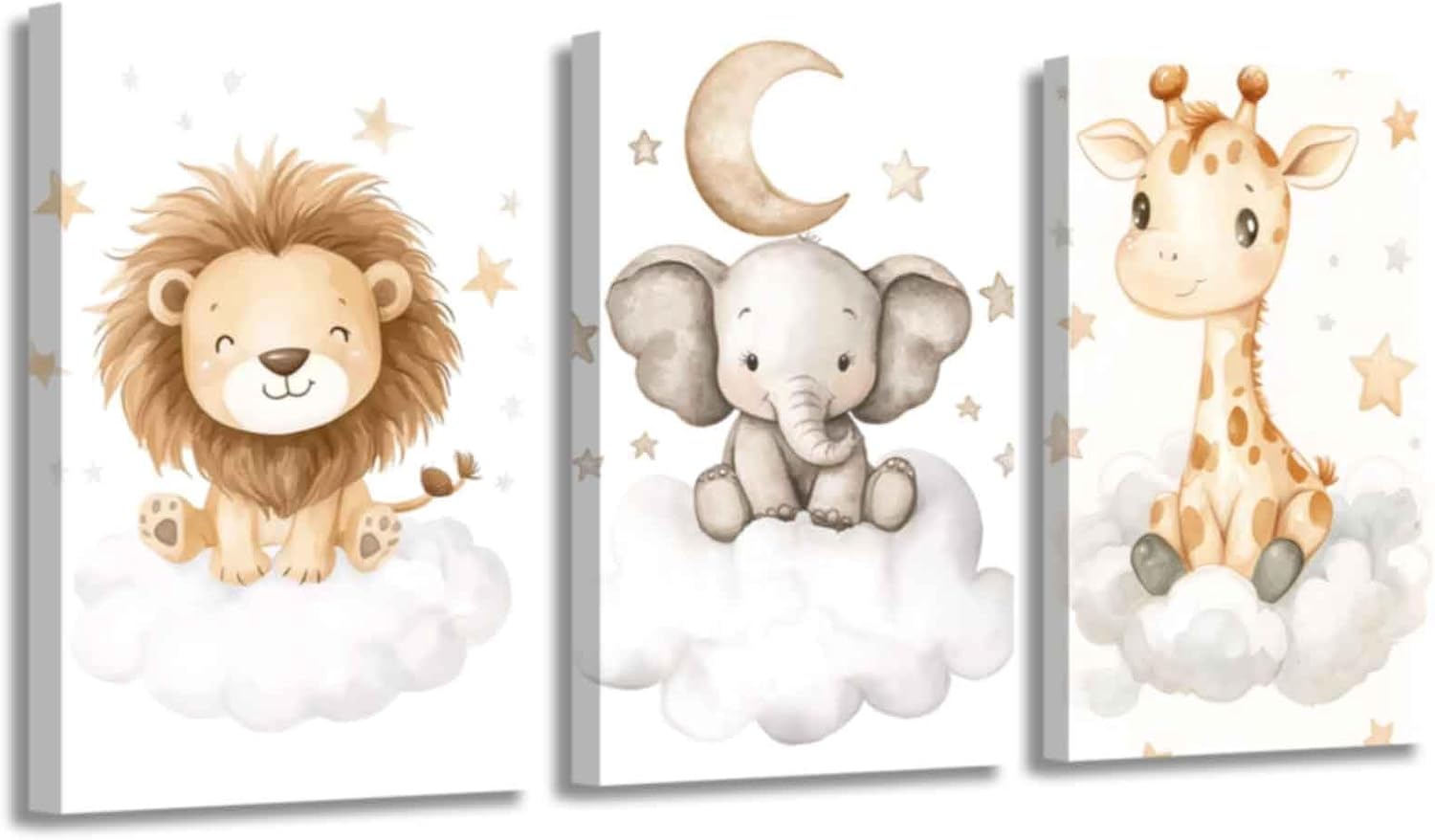 XLMDYYSW Nursery Canvas Wall Art Set of 3 Safari Animals Picture Giraf wall art