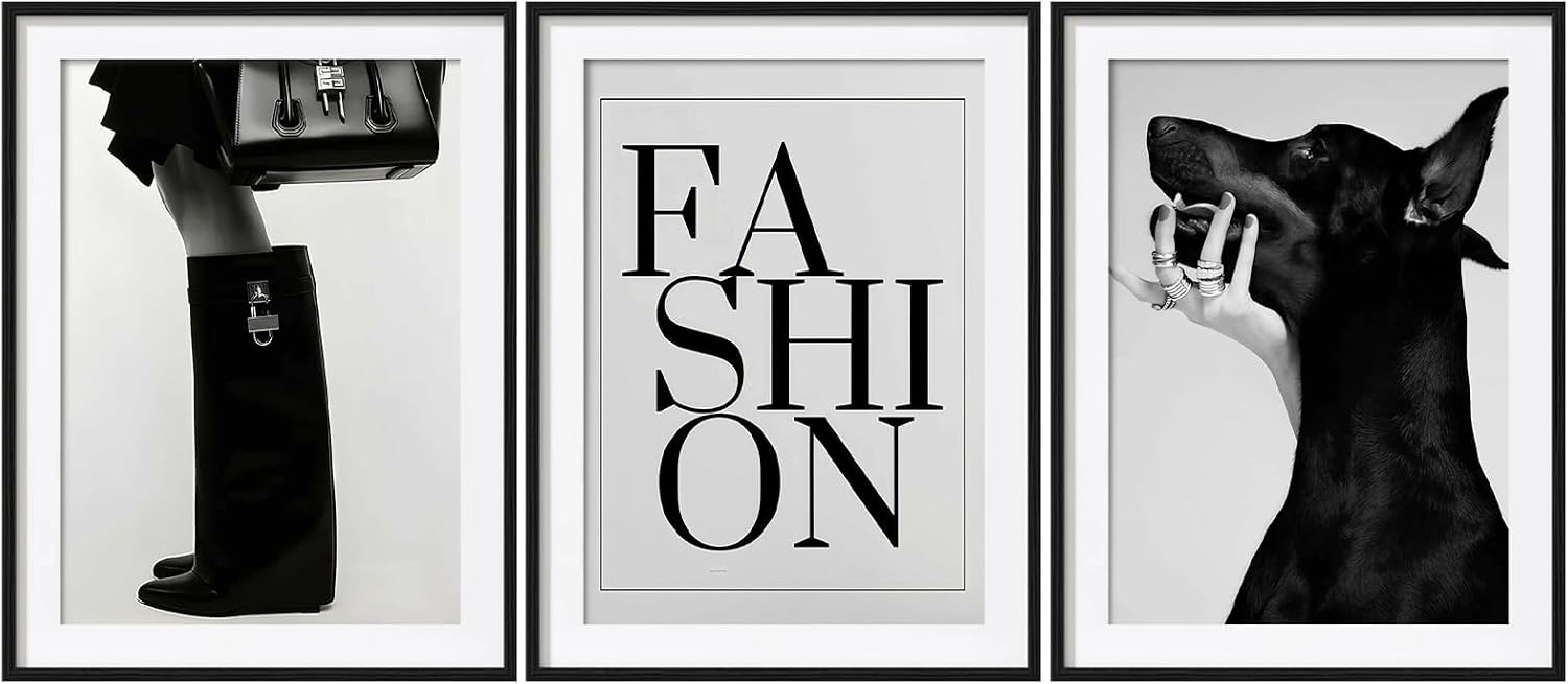 Fashion Wall Art Poster 3Pcs, Black and White Wall Decor Modern wall art