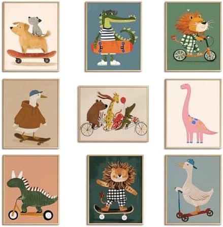 SAMHOU Kids Room Wall Art Set of 9 styled on a wall at home