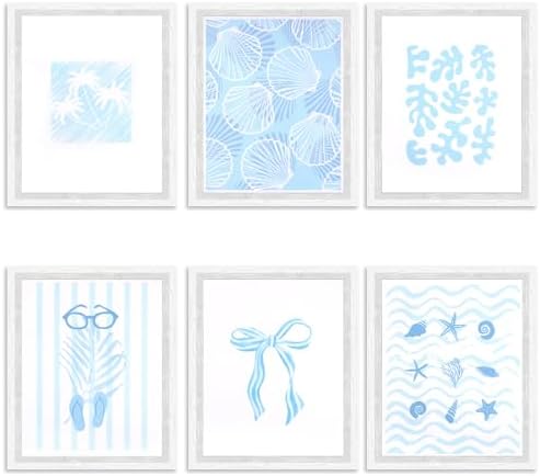 6pcs Coastal Wall Art styled on a wall at home
