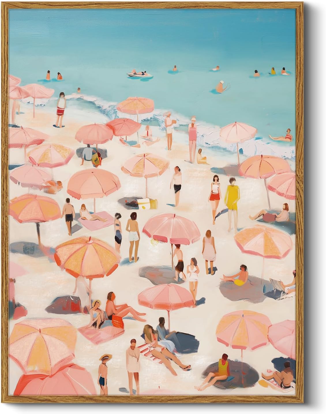 RINTO Colorful Seaside Vacation Framed Canvas Wall Art 12 X 16 inch wall art