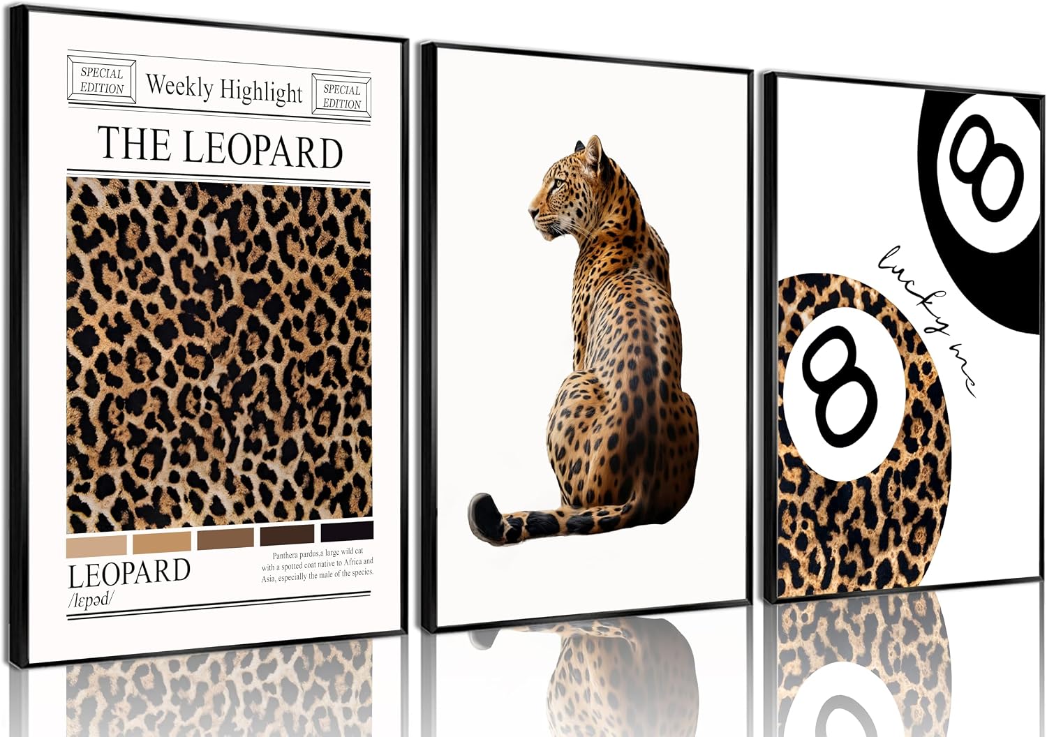 Leopard Canvas Posters 12x16 Inch 8 Balls Print Aesthetic Wall Decor wall art