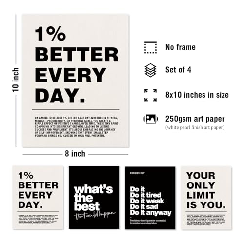 DSHFG Motivational Inspirational Office Wall Art Decor Prints Set of 4 styled on a wall at home